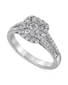 Diamond Cushion Cluster Engagement Ring (3/4 ct. t.w. ) in 14k White Gold