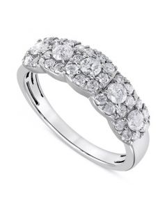 Diamond Cushion Shape Halo Cluster Ring (1 ct. t.w.) in 14k White Gold or 14k gold & rhodium