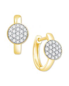 Diamond Pavé Cluster Small Huggie Hoop Earrings (1/4 ct. t.w.) in 14k Gold