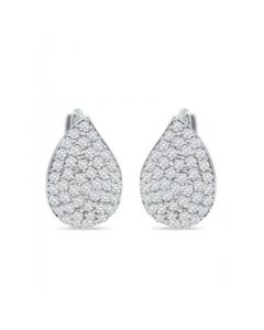 Pave Teardrop Cubic Zirconia Huggie Hoop Earrings, Sterling Silver or 18K Gold over Silver