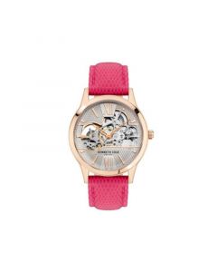 Women's Automatic Fushia Leather Strap Watch 36mm