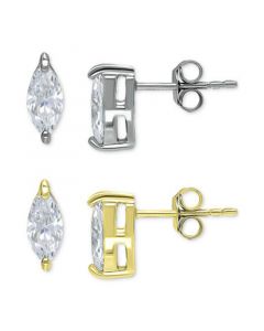 2-Pc. Set Cubic Zirconia Marquise Stud Earrings in Sterling Silver & 18k Gold-Plate, Created for Macy's