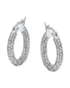 Cubic Zirconia Pavé Small Hoop Earrings in Sterling Silver, 0.75", Created for Macy's