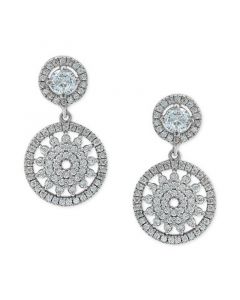 Cubic Zirconia Flower Circle Drop Earrings in Sterling Silver, Created for Macy's