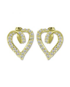 Cubic Zirconia Open Heart Stud Earrings in 18k Gold-Plated Sterling Silver, Created for Macy's