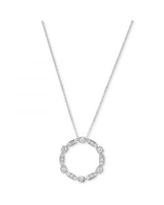 Diamond Circle 18" Pendant Necklace (3/8 ct. t.w.) in 14k White Gold