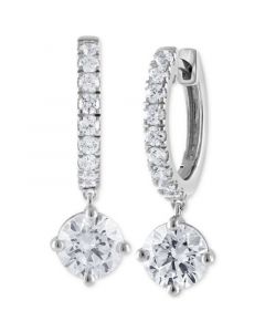 Certified Lab Grown Diamond Dangle Hoop Earrings (3 ct. t.w.) in 14k White Gold