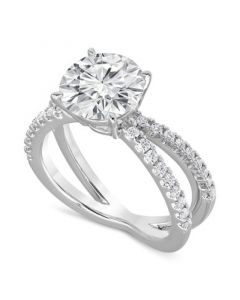 Certified Lab Grown Diamond Solitaire X Engagement Ring (3-3/8 ct. t.w.) in 14k White Gold