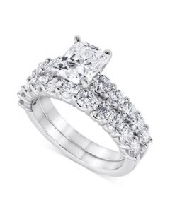 Certified Lab Grown Diamond Cushion Bridal Set (3-3/8 ct. t.w.) in 14k Gold