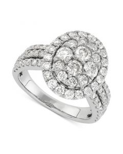 Diamond Oval Cluster Engagement Ring (2 ct. t.w.) in 10k White Gold