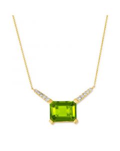 Peridot (4-1/2 ct. t.w.) & Diamond (1/8 ct. t.w.) 16" Pendant Necklace in 14k Gold