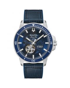 Men's Automatic Marine Star Series C Blue Leather Strap Watch 45mm