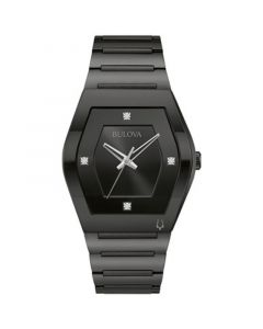 Men's Modern Gemini Diamond Accent Black Ion-Plated Stainless Steel Bracelet Watch 40mm