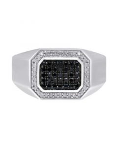 Men's Black Diamond (1/3 ct. t.w.) & White Diamond (1/6 ct. t.w.) Ring in Sterling Silver