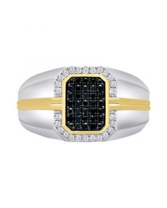 Men's Black Diamond (1/3 ct. t.w.) & White Diamond (1/5 ct. t.w.) Ring in Sterling Silver & 14k Gold-Plate