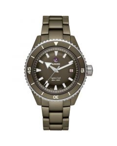 Men's Swiss Automatic Captain Cook Diver Olive Ceramic Bracelet Watch 43mm