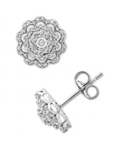 Diamond Flower Cluster Stud Earrings (1/2 ct. t.w.) in 10k White Gold