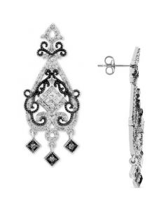 Diamond Filigree Drop Earrings (3/4 ct. t.w.) in Sterling Silver