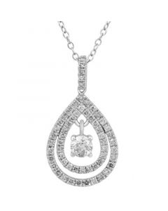 Diamond Double Teardrop Orbital Pendant Necklace (3/4 ct. t.w.) in 10k White Gold, 16" + 2" extender