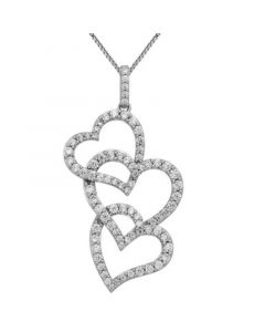 Diamond Interlocking Heart Pendant Necklace (1 ct. t.w.) in 10k White Gold, 16" + 2" extender