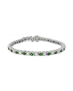 EFFY® Emerald (2-5/8 ct. t.w.) & Diamond (2-1/6 ct. t.w.) Tennis Bracelet in 14k White Gold