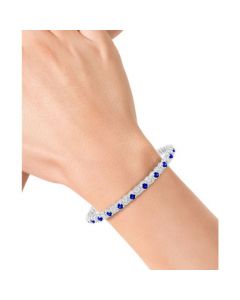 EFFY® Sapphire (3-1/20 ct. t.w.) & Diamond (2-1/6 ct. t.w.) Link Bracelet in 14k White Gold