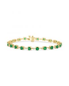 EFFY® Emerald (2-1/2 ct. t.w.) & Diamond (5/8 ct. t.w.) Link Bracelet in 14k Gold