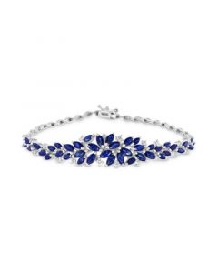 EFFY® Sapphire (6 ct. t.w.) & Diamond (1/4 ct. t.w.) Statement Bracelet in 14k White Gold