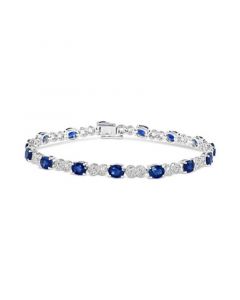 EFFY® Sapphire (6-3/8 ct. t.w.) & Diamond (3/8 ct. t.w.) Infinity Link Bracelet in 14k White Gold