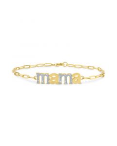 Diamond "Mama" Link Bracelet (1/10 ct. t.w.) in 14k Gold-Plated Sterling Silver