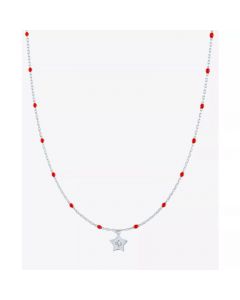 Diamond Accent Star Enamel Bead 18" Pendant Necklace in Sterling Silver or 14k Gold-Plated Sterling Silver