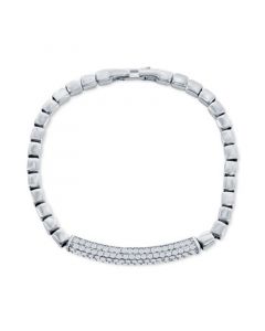 Diamond Pavé Center Bar Beaded Link Bracelet (2 ct. t.w.) in 14k White Gold or 14k Yellow Gold