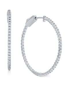 Diamond In & Out Medium Hoop Earrings (1 ct. t.w.) in 14k White Gold