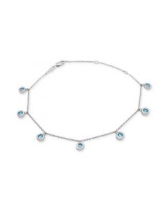 Blue Topaz Bezel Dangle Ankle Bracelet (7/8 ct. t.w.) in Sterling Silver