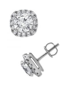 Certified Lab Grown Diamond Halo Stud Earrings (3 ct. t.w.) in 14k White Gold