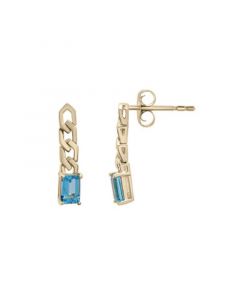 Blue Topaz Octagon Earrings in 14K Yellow Gold Over Sterling Silver