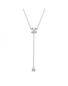 White Topaz Flower Necklace in Sterling Silver