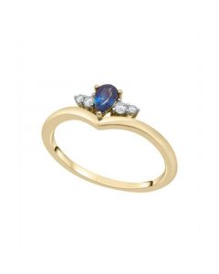 Blue and White Sapphire Ring in 14K Yellow Gold Over Sterling Silver