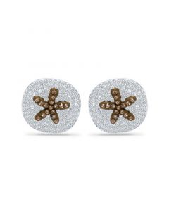 Crystal Sand Dollar Sterling Silver Stud Earrings