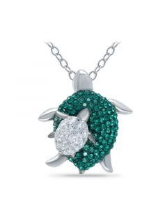 Crystal Mother- Baby Turtle Sterling Silver Necklace