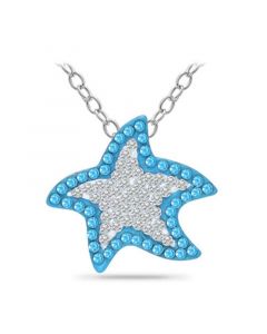 Crystal Star Fish Sterling Silver Necklace