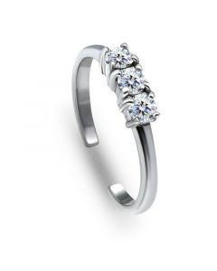 Cubic Zirconia Three Stone Sterling Silver Toe Ring