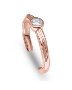 Bezel Set Solitaire Cubic Zirconia Toe Ring, 18K Rose Gold Over Silver