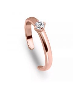 Solitaire Cubic Zirconia 18K Rose Gold and Gold Over Silver, Sterling Silver Toe Ring