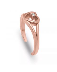 Cubic Zirconia Heart 18K Rose Gold and Gold Over Silver, Sterling Silver Toe Ring