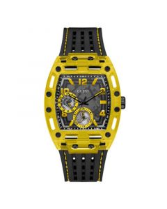 Men's Yellow Black Silicone Strap Watch 44mm