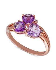 Amethyst (1-3/8 ct. t.w.) & White Topaz Accent Ring in 14k Rose Gold-Plated Sterling Silver