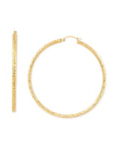 Textured Tube Large Hoop Earrings in 14k Gold, 60mm