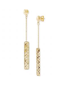 Textured Bar Chain Drop Earrings in 14k Gold