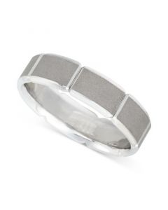 Men's Textured Bevel Segment Band in 10k White Gold